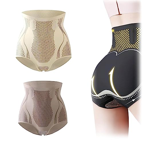 Ice Silk Ion Fiber Repair Shaping Device, Unique Fiber Restoration Shaper, Tummy Control Panty Shapewear for Women (Skin+Coffee, M (for 40-50kg)) von Chagoo