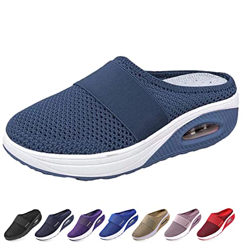 Orthopädische Schuhe Damen, Wmshoe Orthopädische Hausschuhe Für Frauen, Air Cushion Slip on Walking Shoes (Dunkelblau, Adult, Women, Numeric_35, Numeric, eu_Footwear_Size_System, medium) von Chagoo