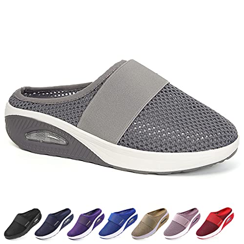 Orthopädische Schuhe Damen, Wmshoe Orthopädische Hausschuhe Für Frauen, Air Cushion Slip on Walking Shoes (Dunkelgrau, Adult, Women, Numeric_39, Numeric, eu_Footwear_Size_System, medium) von Chagoo