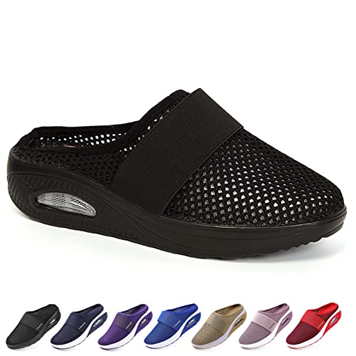 Orthopädische Schuhe Damen, Wmshoe Orthopädische Hausschuhe Für Frauen, Air Cushion Slip on Walking Shoes (Schwarz, Adult, Women, Numeric_37, Numeric, eu_Footwear_Size_System, medium) von Chagoo