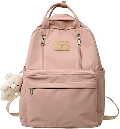 Chagoo Preppy Backpack for School, Light Academia Backpack, Preppy Aesthetic Backpack with Plushies Cute Backpack for Teen Girls (Pink) von Chagoo