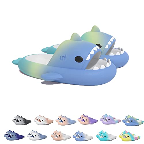 Sharky Chanclas,Cloud Shark Slides Hausschuhe Badepantoffeln Unisex süße Hai-Hausschuhe (Blue&yellow&green, adult, women, numeric_40, numeric_range, eu_footwear_size_system, numeric_41, medium) von Chagoo