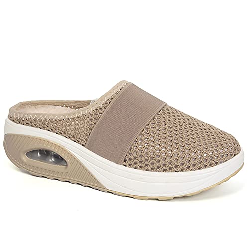 Wmshoe Orthopädische Hausschuhe Für Frauen, Air Cushion Slip on Walking Shoes (Beige, adult, numeric_38, numeric, eu_footwear_size_system, medium) von Chagoo