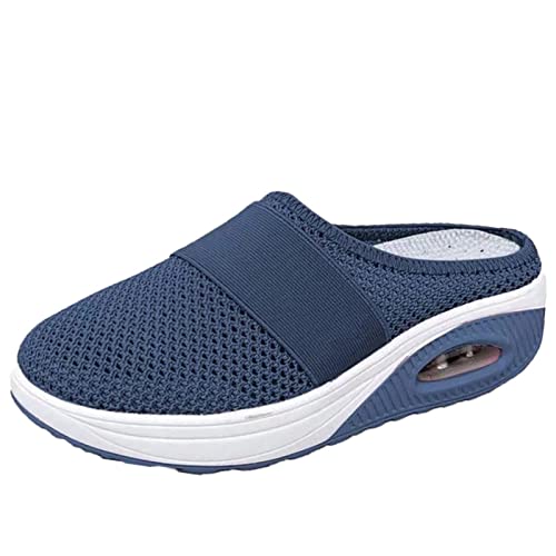 Wmshoe Orthopädische Hausschuhe Für Frauen, Air Cushion Slip on Walking Shoes (Dunkelblau, adult, numeric_38, numeric, eu_footwear_size_system, medium) von Chagoo