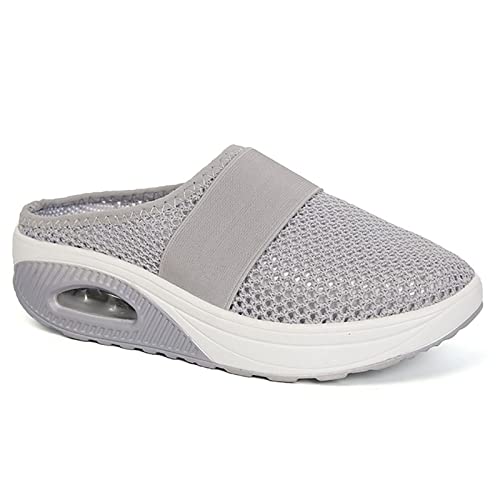 Wmshoe Orthopädische Hausschuhe Für Frauen, Air Cushion Slip on Walking Shoes (Hellgrau, adult, numeric_39, numeric, eu_footwear_size_system, medium) von Chagoo