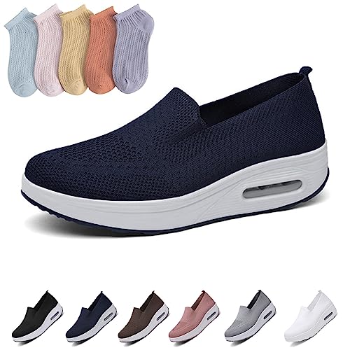 Wmshoe Orthopädische Hausschuhe Für Frauen, Orthopädische Schuhe Damen, Air Cushion Slip on Walking Shoes (Blau, Adult, Women, Numeric_36, Numeric, eu_Footwear_Size_System, medium) von Chagoo