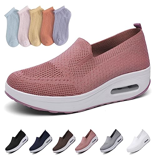 Wmshoe Orthopädische Hausschuhe Für Frauen, Orthopädische Schuhe Damen, Air Cushion Slip on Walking Shoes (Rosa, Adult, Women, Numeric_38, Numeric, eu_Footwear_Size_System, medium) von Chagoo