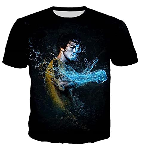 Chahuer Bruce Lee Tshirt Für Herren Chinesischer KungFuSuperstar Bruce Lee 3DDruck Rundhalsausschnitt KurzarmTShirts Farbe2 4XL von Chahuer