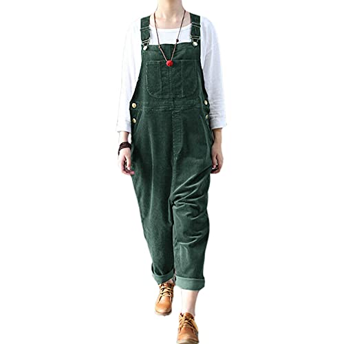 Chahuer Damen Cord Overalls Overall Literarische Kunst Retro Latzhose Latzhose Overalls Grün S von Chahuer