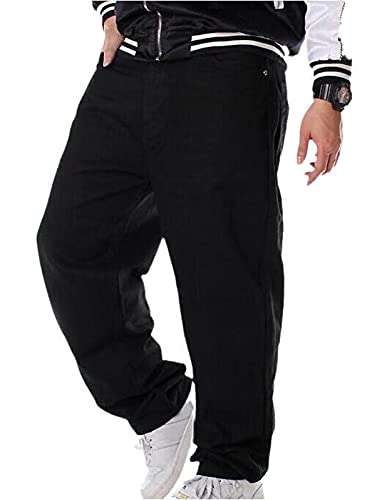 Chahuer Herren Hip Hop Jeans Baggy Fashion Street Dance Rock Rap Jeans Hosen Skateboard Jeans Jeans In Übergröße schwarz L von Chahuer