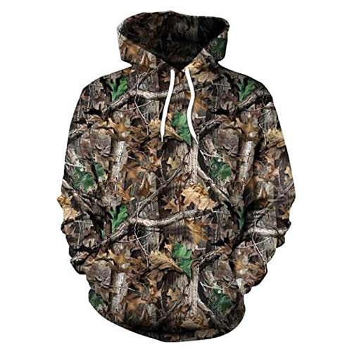 Chahuer Herren Outdoor Dschungel Camouflage Hoodies Army Style Woodland Camouflage Animal Print Lose Pullover Mit Kapuze Sweatshirts Farbe4 L von Chahuer