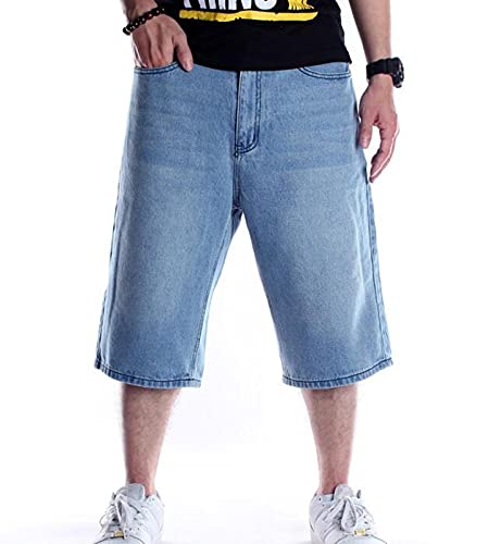 Herren Hip Hop Denim Shorts Baggy Vintage Stickerei Graffiti Denim Shorts Rap Skateboard Jeans Shorts Farbe6 4XL von Chahuer