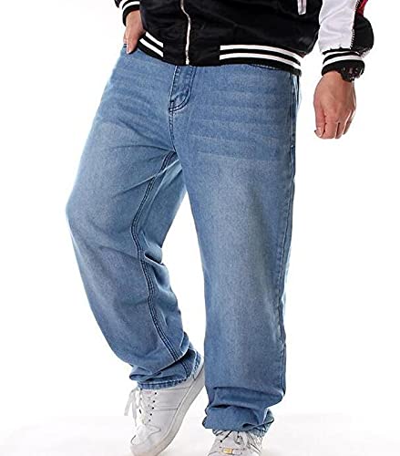 Herren Hip Hop Jeans Baggy Fashion Street Dance Rock Rap Jeans Hosen Skateboard Jeans Jeans In Übergröße blau 5XL von Chahuer