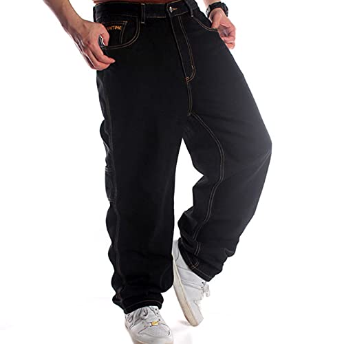 Herren Hip Hop Jeans Oversized West Coast Street Dance Skateboard Jeans Oldschool Jeans schwarz XL Pants von Chahuer