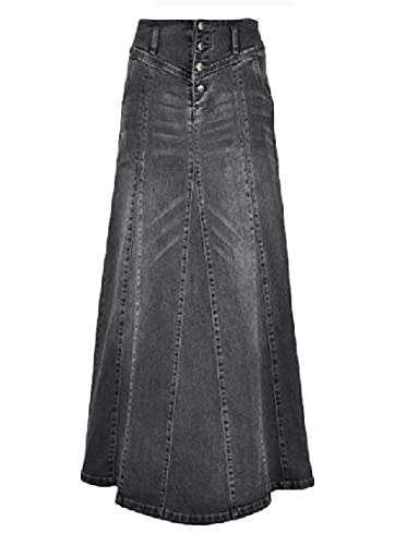 Street Fashion Retro Denim Rock Neue Nähte Hohe Taille Halblanger Denim Langer Rock Grau 5XL von Chahuer