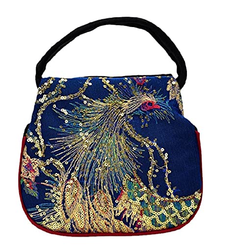 Yunnan Pfau Bestickte Handtasche Im Chinesischen Stil Ethnische Bestickte Tasche Für Frauen blau S von Chahuer