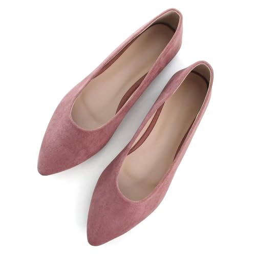 ChaiRong Zhou Damen-Ballerinas mit spitzem Zehenbereich, bequeme Schlupfschuhe zum Fahren, 395-dark pink, 37 EU von ChaiRong Zhou
