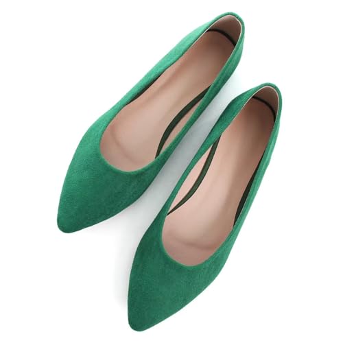 ChaiRong Zhou Damen-Ballerinas mit spitzem Zehenbereich, bequeme Schlupfschuhe zum Fahren, 395-grasgrün, 37.5 EU von ChaiRong Zhou