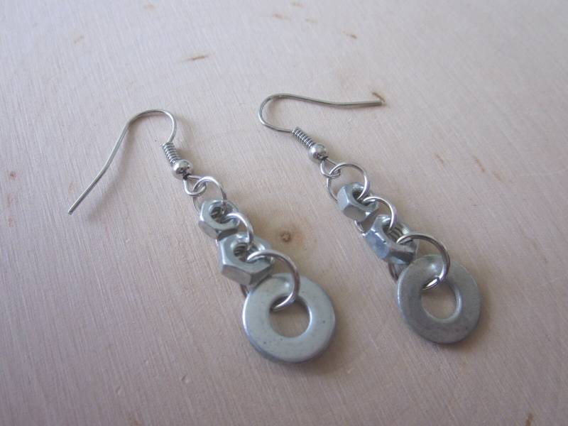 Hardware Washer Ohrringe-/ Recycled/Metallteile Industrial Mode Damen Geschenk von ChaidezBoutique