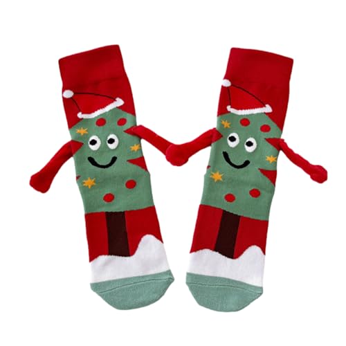 1 Paar Weihnachtssocken Baumwolle Winter Warm Weihnachten Socken Weihnachtssocken Lustige Magnetische Socken Mit Händen Holding Socks Für Frauen Männer Freundin Freunde Paare Kinder von Chaies