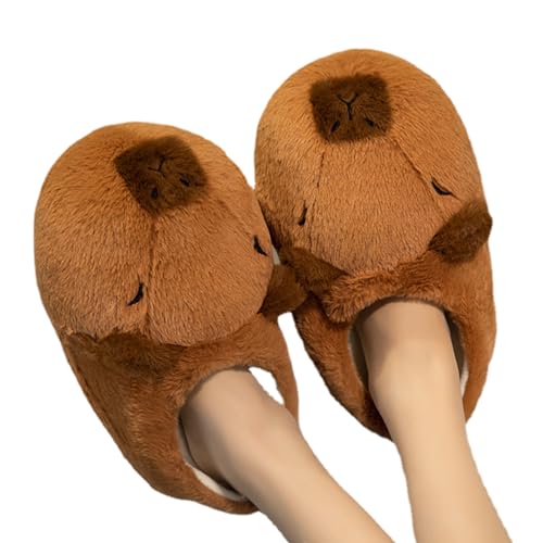 Capybara Hausschuhe Damen | Damen-Plüschhausschuhe - Fuzzy Slip On Indoor Outdoor Winter Hausschuhe, rutschfeste Fuzzy Schlafzimmerschuhe, süße rutschfeste Baumwollhausschuhe, Chaies von Chaies