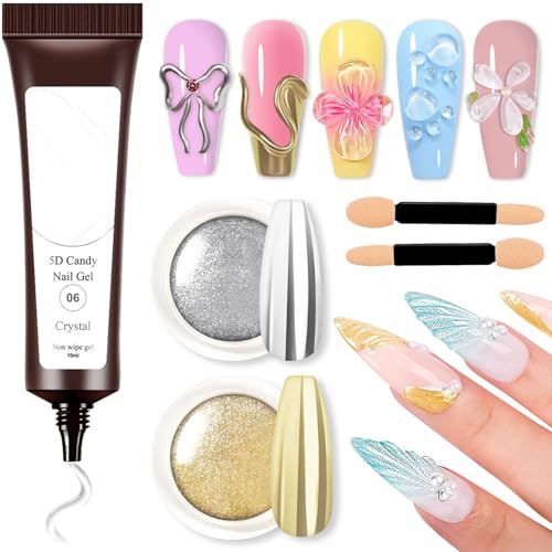 Chaies 5D Nagelgel | Nagelfixier Kleber | Nicht Klebendes Fünf-D Modelliergel für Damen Mädchen Salon Zuhause Hochzeit Feiern von Chaies