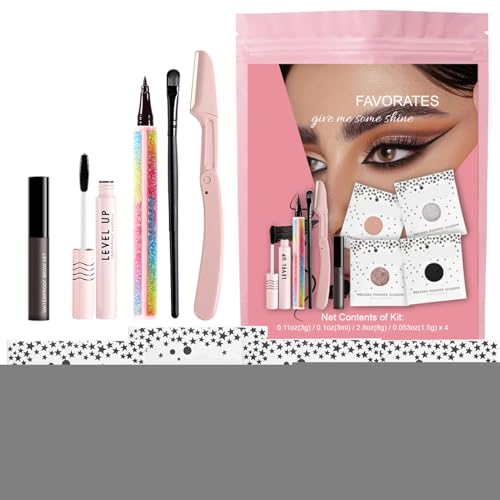 Chaies Damen-Make-up-Set, buntes Make-up-Set,Wischfestes, farbenfrohes Make-up-Set - 9-teiliges langlebiges Kosmetikset für Mädchen, tragbares Make-up-Set mit Lidschatten, Augenbrauenbalsam für die von Chaies