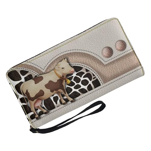Chaies Geldbörsen mit Kuhmuster für Damen, süße Geldbörsen für Damen | Süße Geldbörse Damen Kuhdruck - Weiche Kreditkartenetuis, stilvolle Geldbörse für Damen und Mädchen von Chaies