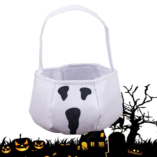 Chaies Halloween-Taschen für Süßigkeiten oder Sort | Wiederverwendbare Leckerli-Beutel mit Griffen, großer Aufbewahrungskorb für Frauen, Mädchen, Jugendliche, Phantom Weiß, Se référer au descriptif von Chaies
