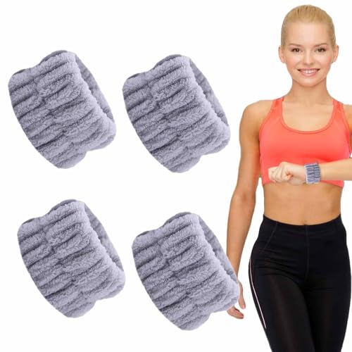 Chaies Handtücher fürs Handgelenk - Handgelenk-Spa-Armbänder aus Mikrofaser,4pcs Wrist Bands Scrunchies zum Waschen des Gesichts, saugfähige Handgelenk-Schweißbänder für Frauen, verhindern das von Chaies