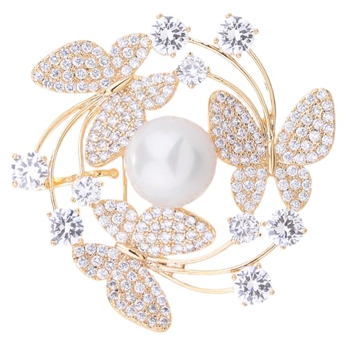 Chaies Modische Brosche mit Schmetterlingsmotiv für Frauen | Anstecknadel mit Perlen-Blumen für Frauen | kompakte Brosche für Schwester, Mutter, Oma, Tochter von Chaies