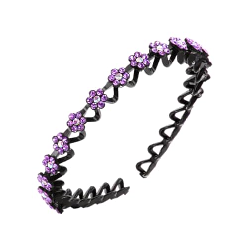 Chaies Strass Stirnband mit Zähnen, Strass Blumen Stirnband Stirnband Glänzend Strass Stirnband Mädchen Plum Blossom Design Kopfbedeckung Gesichtswäsche für Mädchen Wellenkamm Haarnadel von Chaies