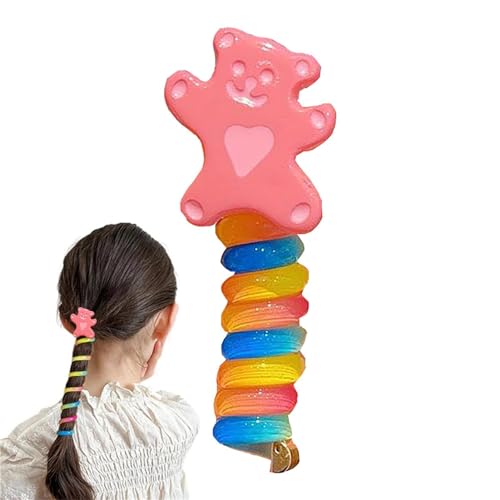 Chaies Telefonkabel-Haargummis,Bunte Telefondraht-Haarbänder, Buntes Telefondraht-Stirnband, Bequemes Telefonkabel, verschleißfester Pferdeschwanzhalter, Spiral-Haargummis für Kinder von 3–6 Jahren von Chaies