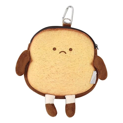 Chaies Toast-Geldbörse, Geldbeutel, Umtauschhalter mit Reißverschluss, Plüschgeldtasche, Cartoon-Rucksack-Anhänger, kleine Kosmetiktasche, Geldbörse, Toast, Se référer au descriptif, Siehe von Chaies