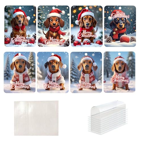 Chaies Weihnachts-Geldkarten,Weihnachts-Geldkarten | 8 Stück Geldhalter mit Hunde-Cartoon | Cash Lustige Weihnachtsanhänger mit Umschlägen, Weihnachtsschmuck für den Weihnachtsbaum von Chaies