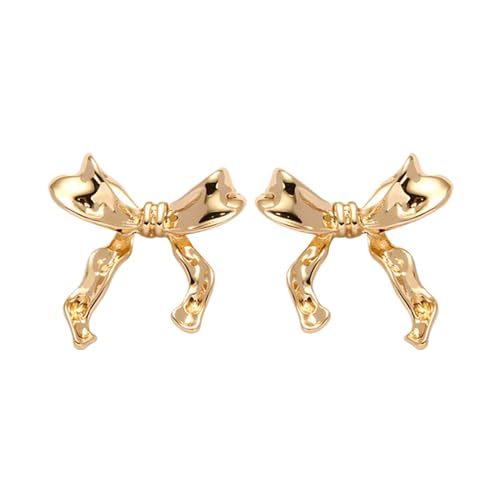 Modische Ohrringe in Schleifenform für Frauen und Mädchen, Schleifen-Ohrringe mit Schleife, 1 Paar Ohrringe aus goldfarbenem und silberfarbenem Band, Ohrstecker, Schleife von Chaies