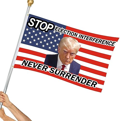 Trump 2024 Flagge - 3x5 Ft Trump Mug Shot Flag Never Surrender Flag,Trump-Flagge für Bürogebäude, Zimmer, Schule, Firma, Spielplatz, Garten Chaies von Chaies