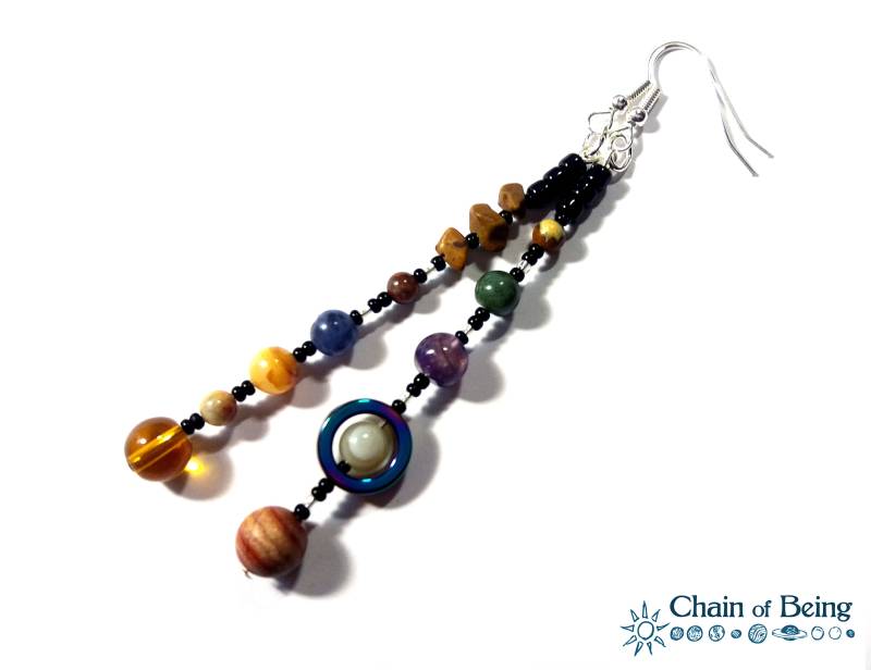 Miniverse 2004 Planeten Ohrringe, Mit Pluto, Sonnensystem Edelstein, Schmuck, Astronomie Planeten, Kette Des Seins von ChainOfBeing
