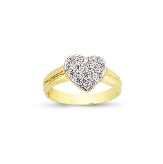 9Ct Gold Herz Ring Massiv Damen Cubic Zirkonia 10mm Siegelband Geschenkbox von ChainReactionUK