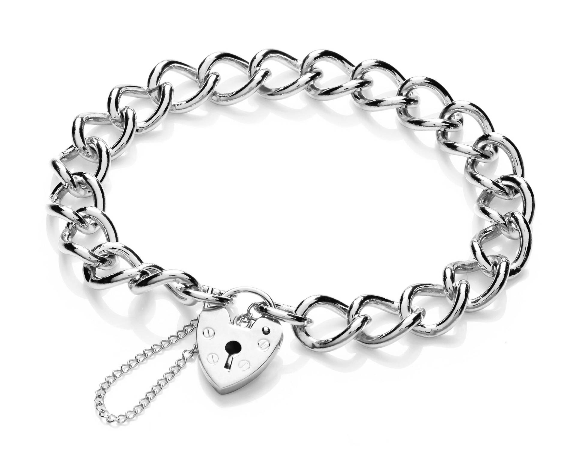 sterling Silber Charm Armband 8, 0" Damen Flach Runder Rand Mit Schrauben Muster Vorhängeschloss Sicherheitskette Geschenkbox sterling Silber Charm Armband 8, 0" Damen Flach Runder Rand Mit Schrauben Muster Vorhängeschloss Sicherheitskette Geschenkbox von ChainReactionUK