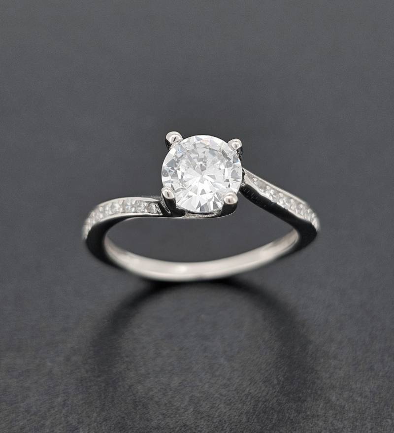 sterling Silber Damen Cz Solitär Verlobungsring Einzel Cubic Zirkonia Ehering Geschenkbox von ChainReactionUK