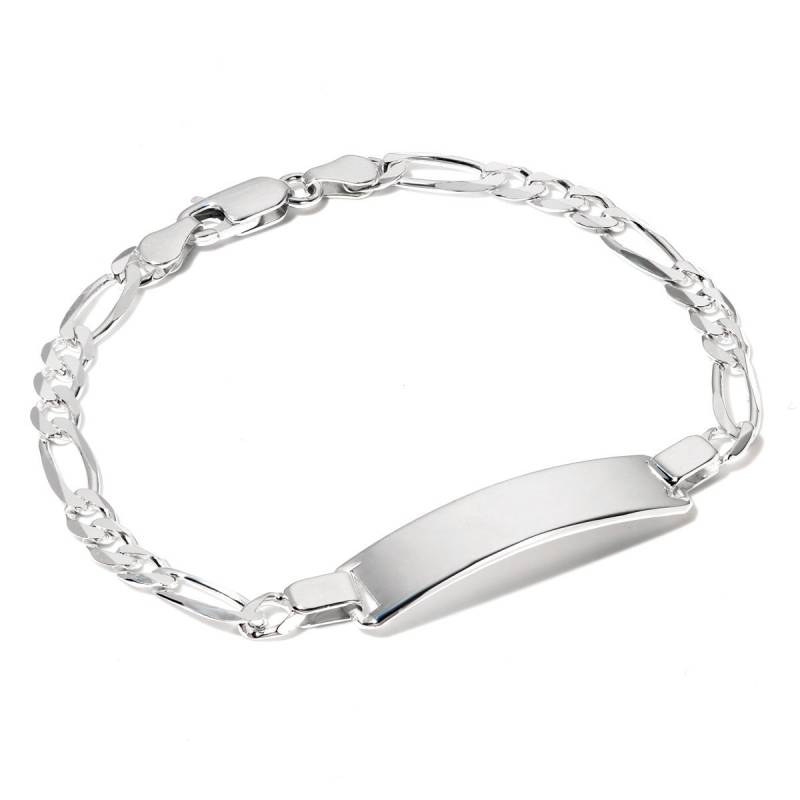 sterling Silber Id Armband Gravur Option Damen 7, 6 "Identität Solid Name Plate Figaro Kette Personalisiertes Geschenk Free Box von ChainReactionUK