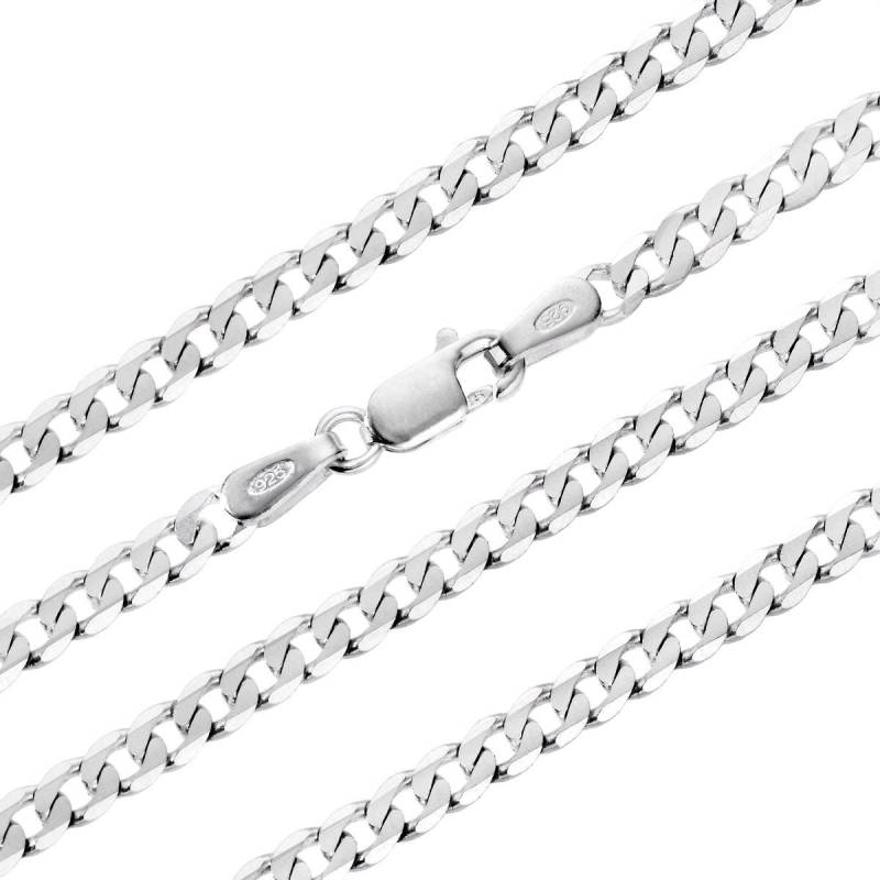sterling Silber Panzerkette 3.2 Mm 16 18 20 22 24 30 36 Flach Diamantschliff D/C-Link-Halsketten-Anhänger-Geschenk-Box von ChainReactionUK