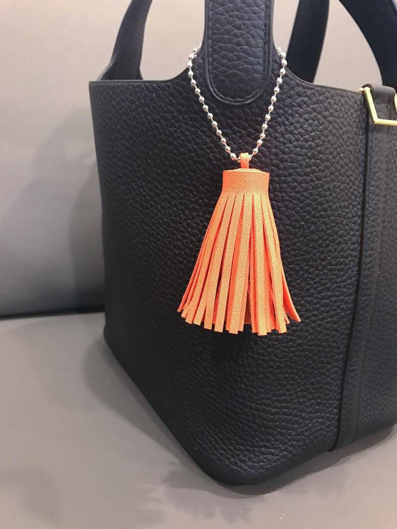 Süße Tasche Geldbörse Schlüsselanhänger Leder Kette Charme Orange Quaste von ChainYourBag