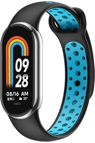 Chainfo Armband kompatibel mit Xiaomi Mi Band 8, Silikon Sportarmband Uhr Band Strap Ersatzarmband Uhrenarmband NO230918 (Black Blue) von Chainfo