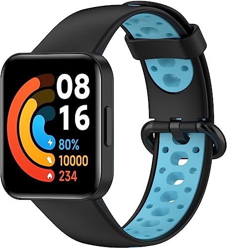 Chainfo Armband kompatibel mit Xiaomi Poco Watch/Mi Watch lite 2 / Horloge 2 / Redmi Watch 2 lite, Silikon Sportarmband Uhr Band Strap Ersatzarmband Uhrenarmband NO240306 (Black Blue) von Chainfo