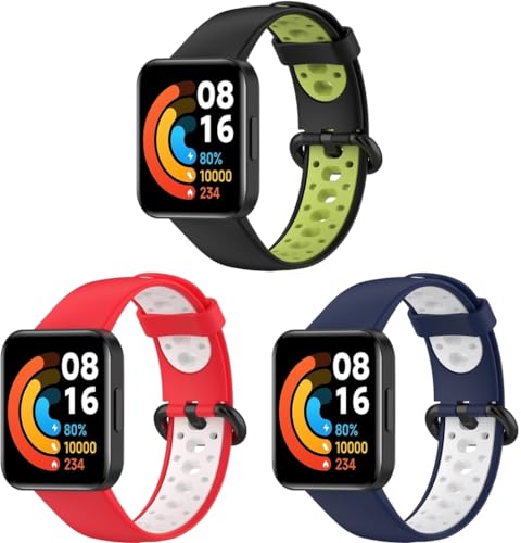 Chainfo Armband kompatibel mit Xiaomi Poco Watch/Mi Watch lite 2 / Horloge 2 / Redmi Watch 2 lite, Silikon Sportarmband Uhr Band Strap Ersatzarmband Uhrenarmband NO240306 (H [Pack of 3]) von Chainfo