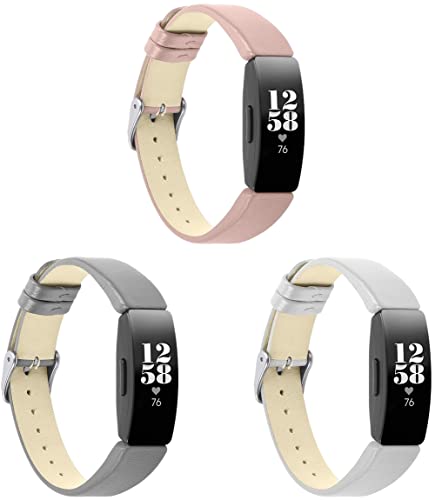 Chainfo Schnellverschluß Uhrenarmbänder kompatibel mit Fitbit Inspire/Inspire HR - Leder Armbänder für Herren und Damen im eleganten Stil (3-Pack I) von Chainfo