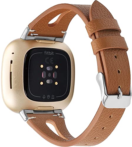 Chainfo Schnellverschluß Uhrenarmbänder kompatibel mit Fitbit Versa 3 / Fitbit Sense, Vintage Leder Armband Ersatband für Herren Damen (Pattern 1) von Chainfo