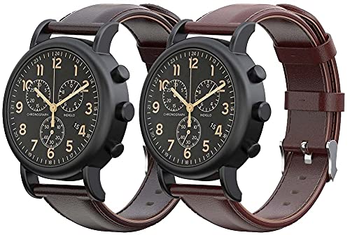 Chainfo Schnellverschluß Uhrenarmbänder kompatibel mit Timex Weekender/Timex Expedition, Vintage Leder Armband Ersatband für Herren Damen (Pattern_1+Pattern_3) von Chainfo